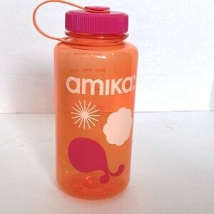 Amika Bright Orange water Bottle with Pink Cap NWT